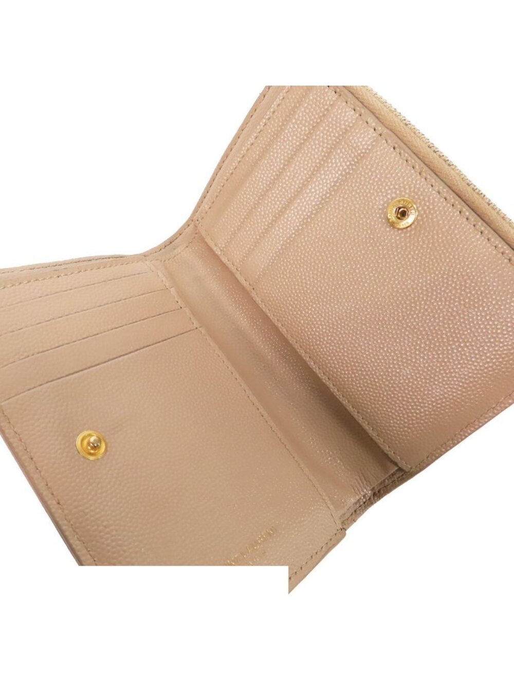 Saint Laurent Monogram Zip Wallet Beige Leather Cassandra Compact Bifold - Picture 4 of 9
